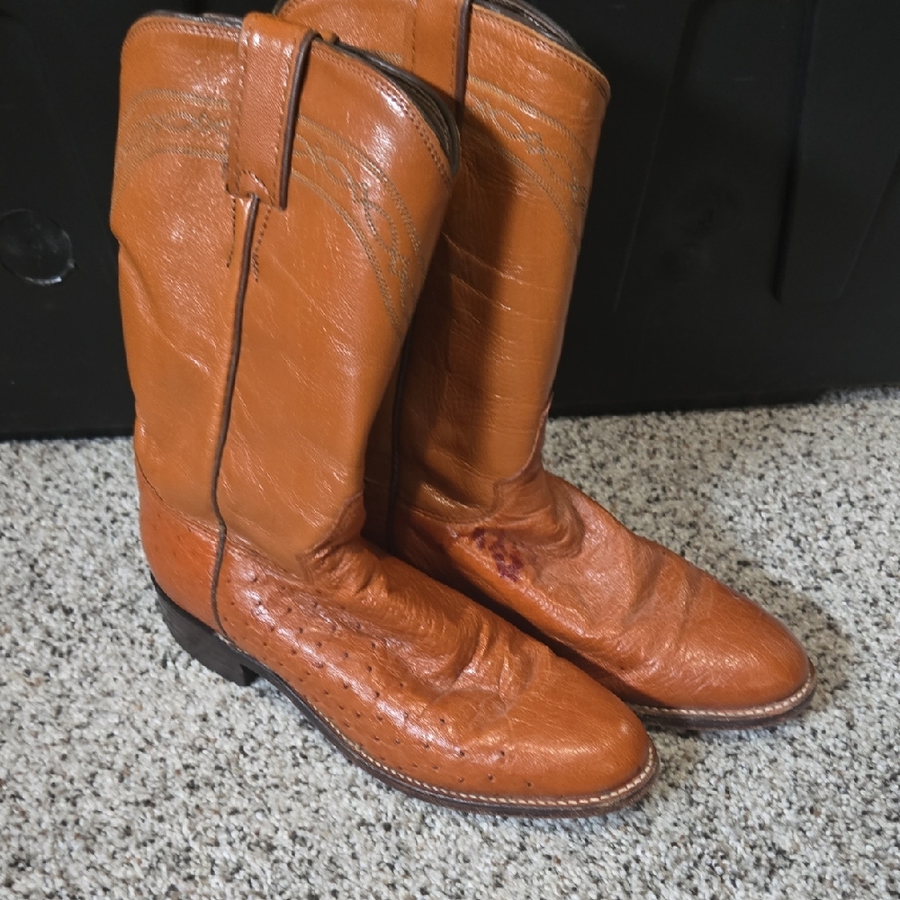 Womens Justin Boots. Smooth Ostrich